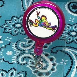 Peace Frog Pink Name Badge